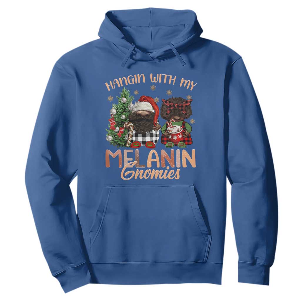 Funny Christmas African American Hoodie Hangin With My Melanin Gnomies Afro Gnomes
