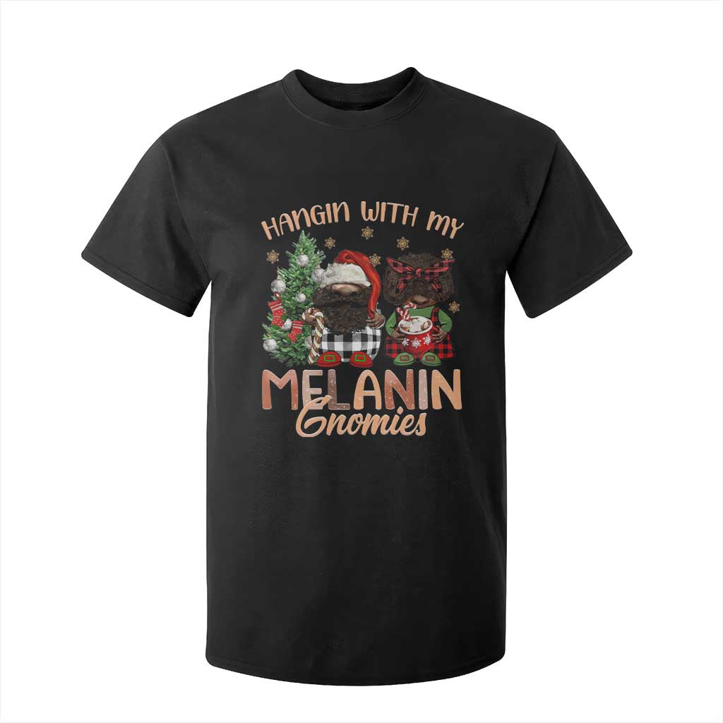 Funny Christmas African American T Shirt For Kid Hangin With My Melanin Gnomies Afro Gnomes