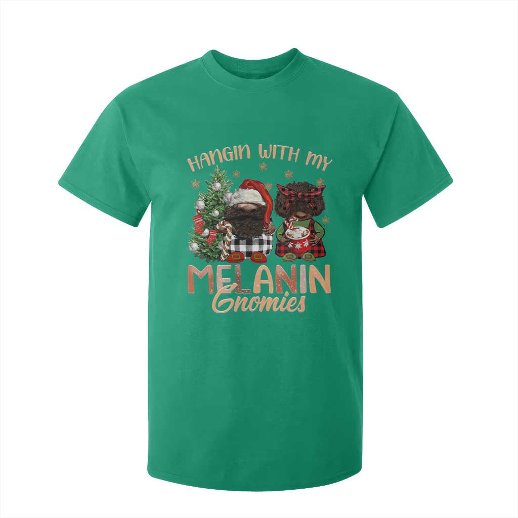 Funny Christmas African American T Shirt For Kid Hangin With My Melanin Gnomies Afro Gnomes