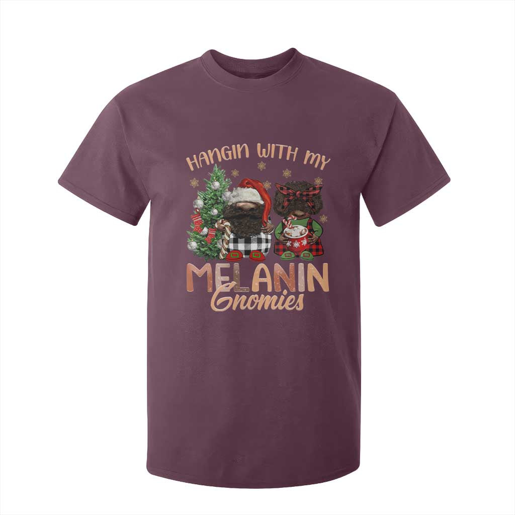 Funny Christmas African American T Shirt For Kid Hangin With My Melanin Gnomies Afro Gnomes
