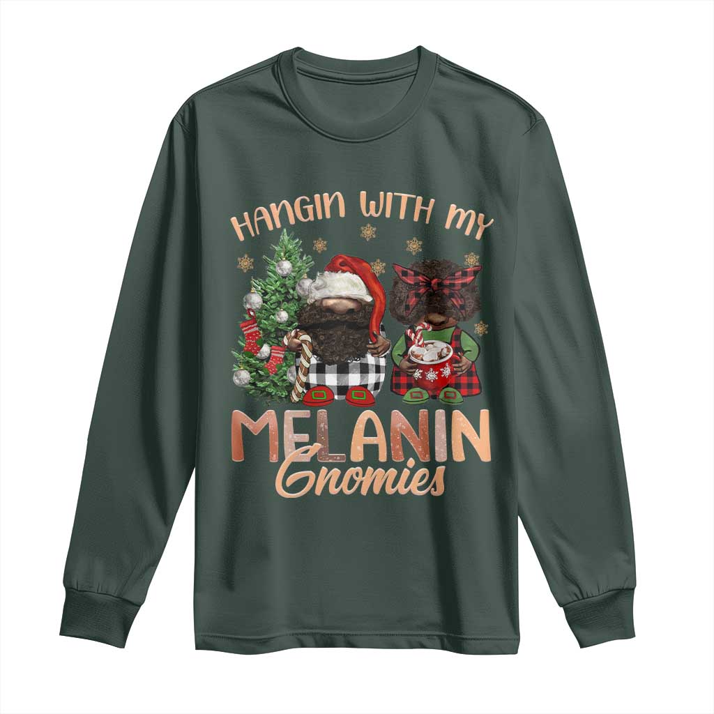 Funny Christmas African American Long Sleeve Shirt Hangin With My Melanin Gnomies Afro Gnomes