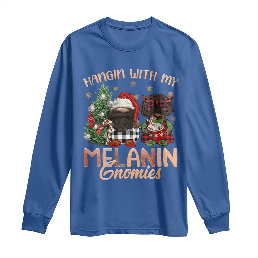 Funny Christmas African American Long Sleeve Shirt Hangin With My Melanin Gnomies Afro Gnomes