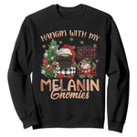 Funny Christmas African American Sweatshirt Hangin With My Melanin Gnomies Afro Gnomes