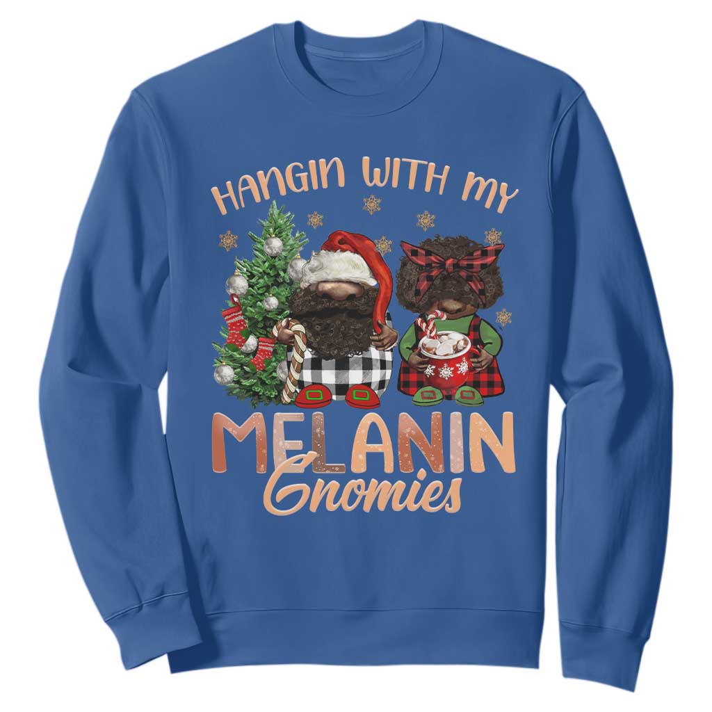 Funny Christmas African American Sweatshirt Hangin With My Melanin Gnomies Afro Gnomes