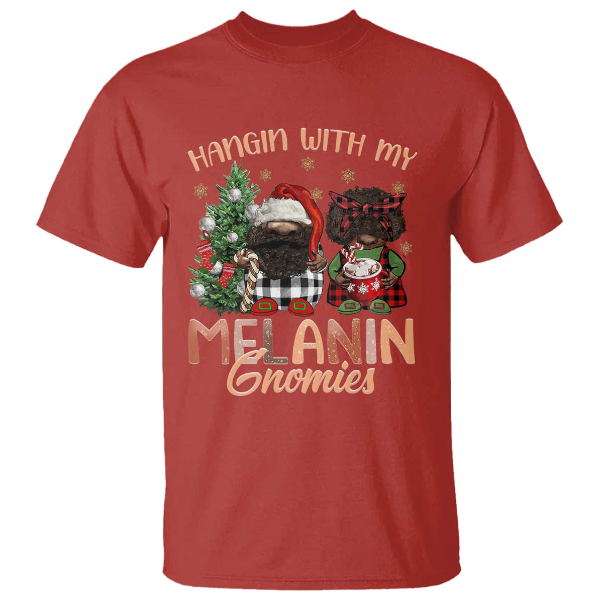 Funny Christmas African American T Shirt Hangin With My Melanin Gnomies Afro Gnomes