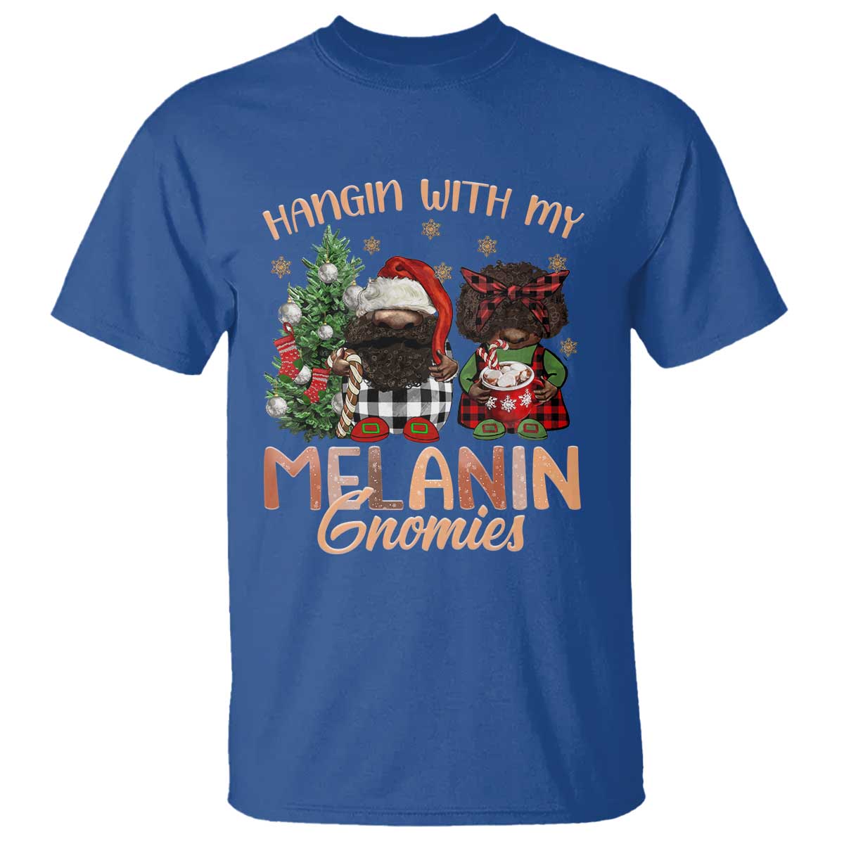 Funny Christmas African American T Shirt Hangin With My Melanin Gnomies Afro Gnomes