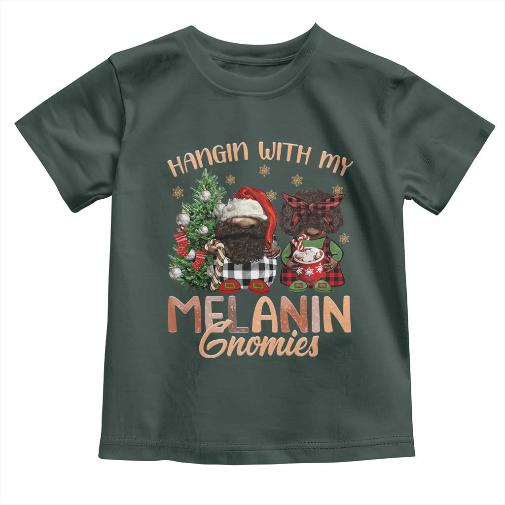 Funny Christmas African American Toddler T Shirt Hangin With My Melanin Gnomies Afro Gnomes