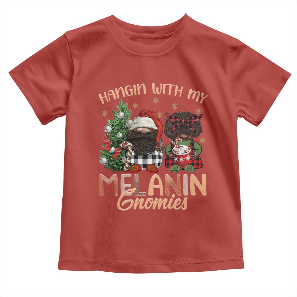 Funny Christmas African American Toddler T Shirt Hangin With My Melanin Gnomies Afro Gnomes