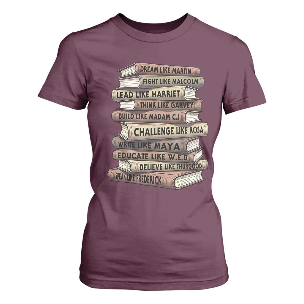 Black History Month African American Leaders Teacher Book Lover T Shirt For Women
