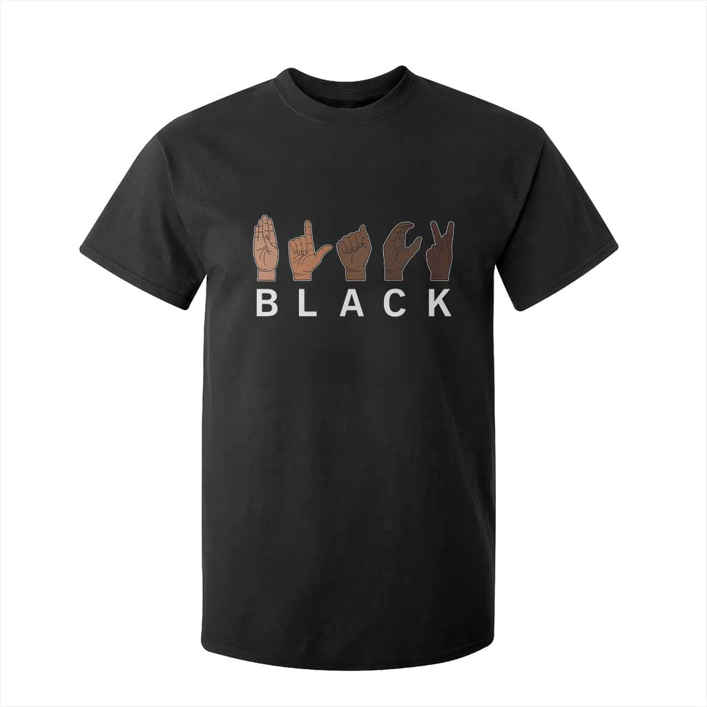 Black Asl Sign Language Hands Signs African American Month T Shirt For Kid