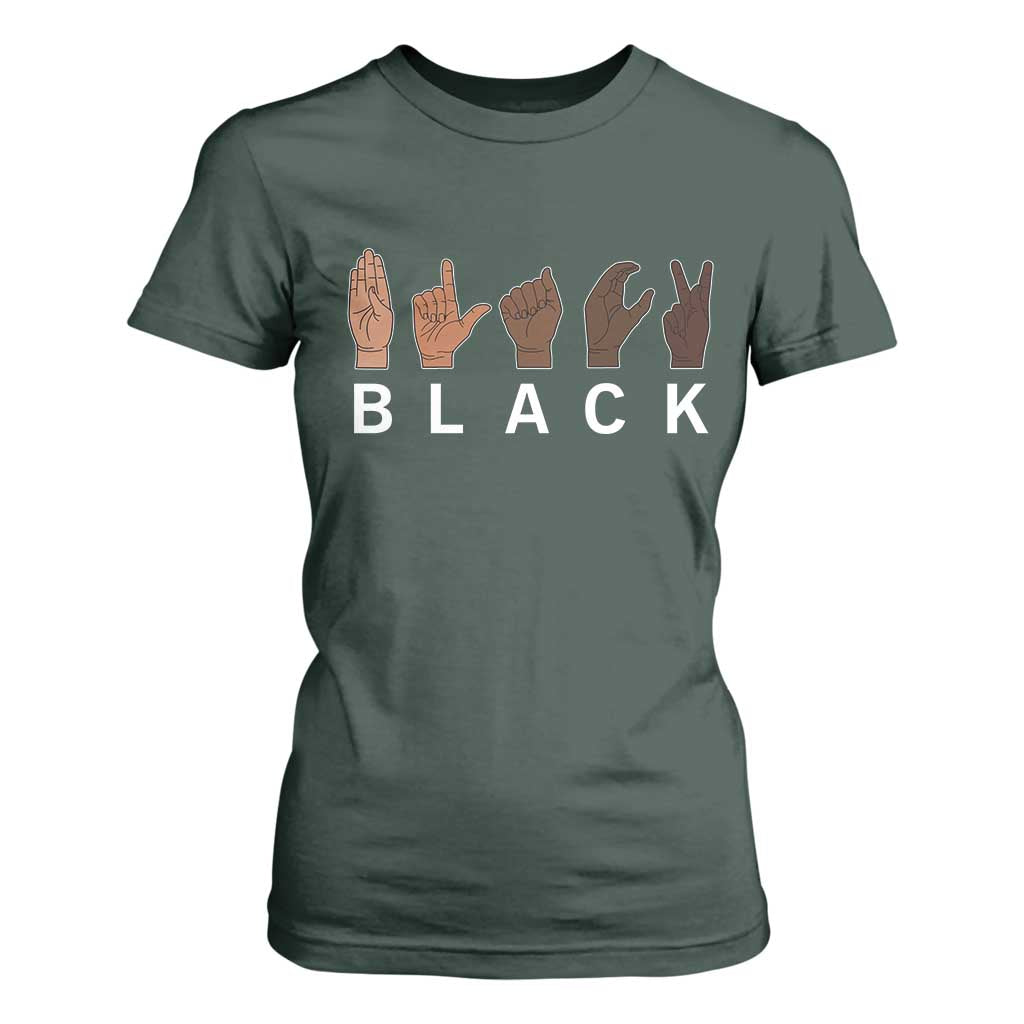 Black Asl Sign Language Hands Signs African American Month T Shirt For Women
