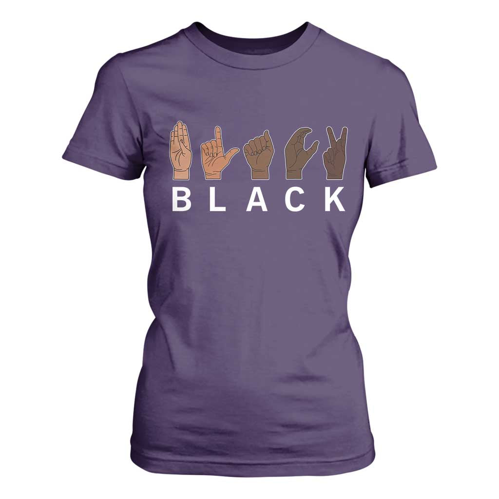 Black Asl Sign Language Hands Signs African American Month T Shirt For Women