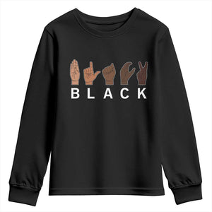 Black Asl Sign Language Hands Signs African American Month Youth Sweatshirt