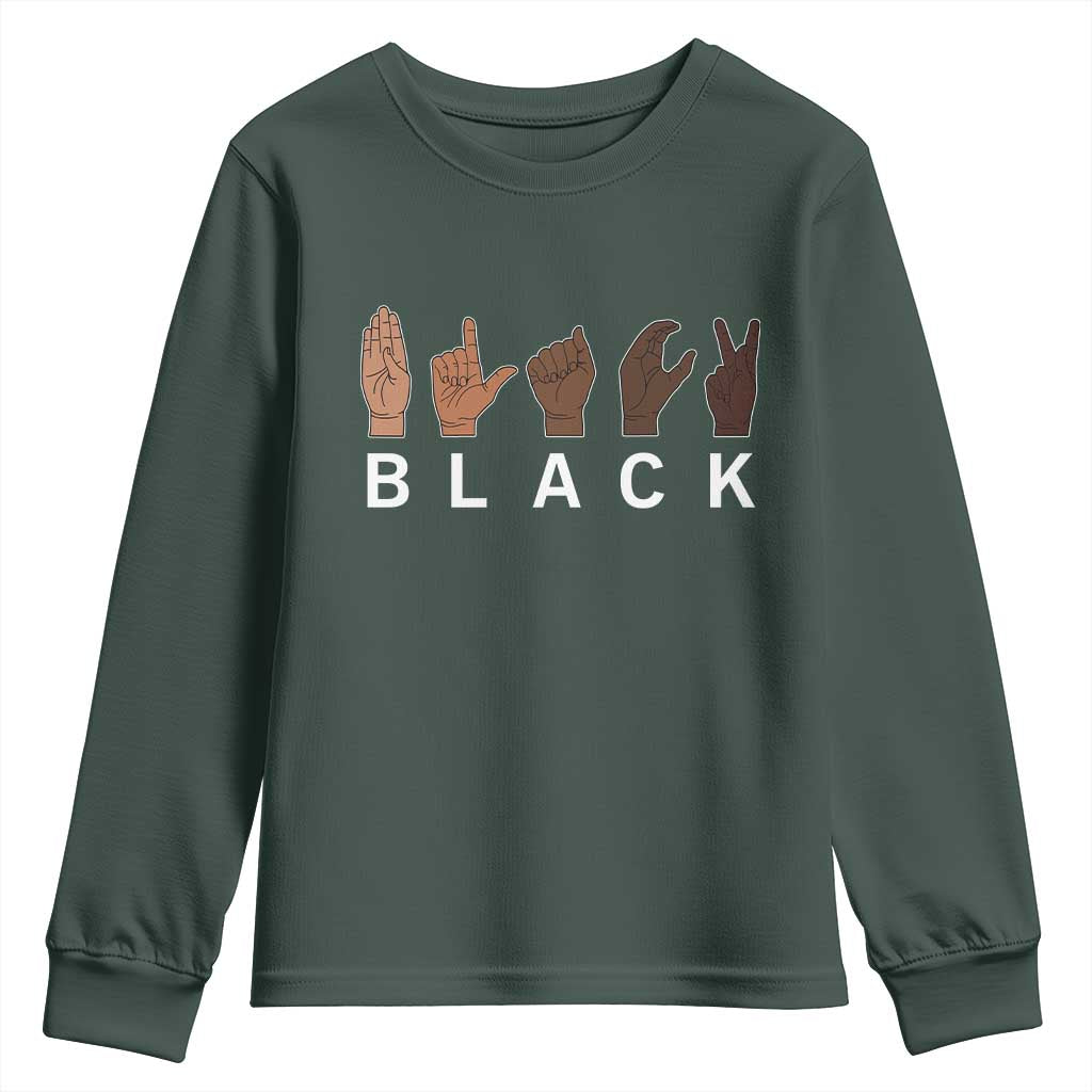 Black Asl Sign Language Hands Signs African American Month Youth Sweatshirt