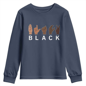 Black Asl Sign Language Hands Signs African American Month Youth Sweatshirt