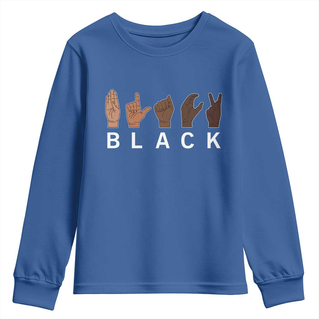 Black Asl Sign Language Hands Signs African American Month Youth Sweatshirt