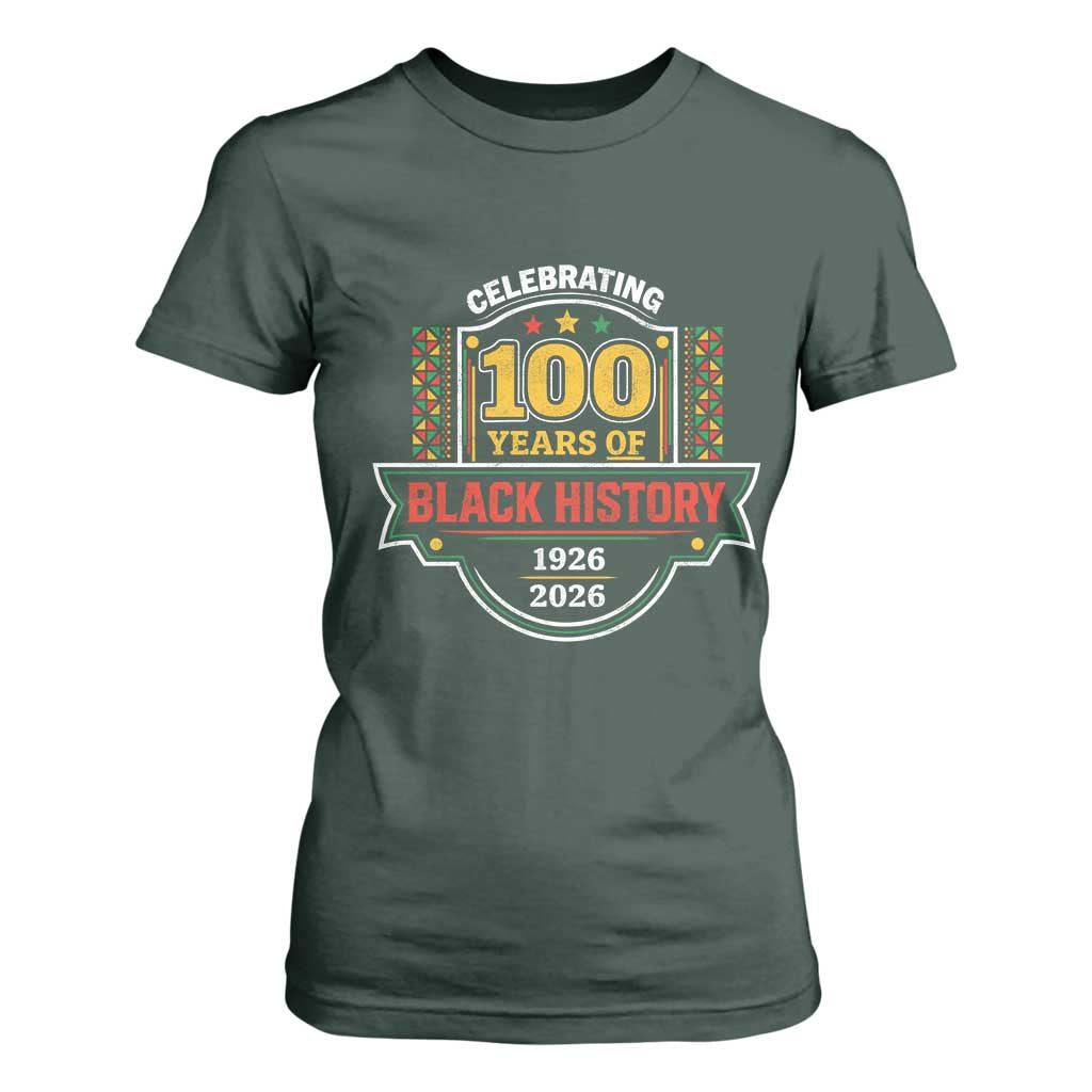 Celebrating 100 Years Of Black History T Shirt For Women Beginning 1926 Centennial African American Month