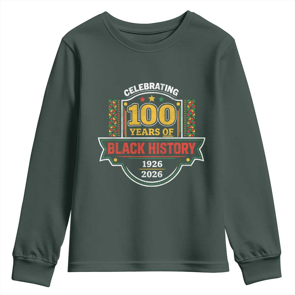 Celebrating 100 Years Of Black History Youth Sweatshirt Beginning 1926 Centennial African American Month