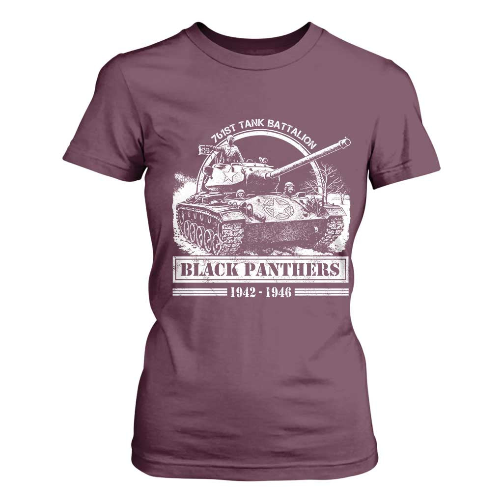Black Panthers 761st Tank Battalion T Shirt For Women WW2 Heroes Black History Month