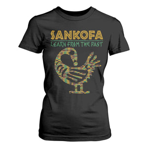 Sankofa Learn From The Past T Shirt For Women African Bird Black History Akan Pattern