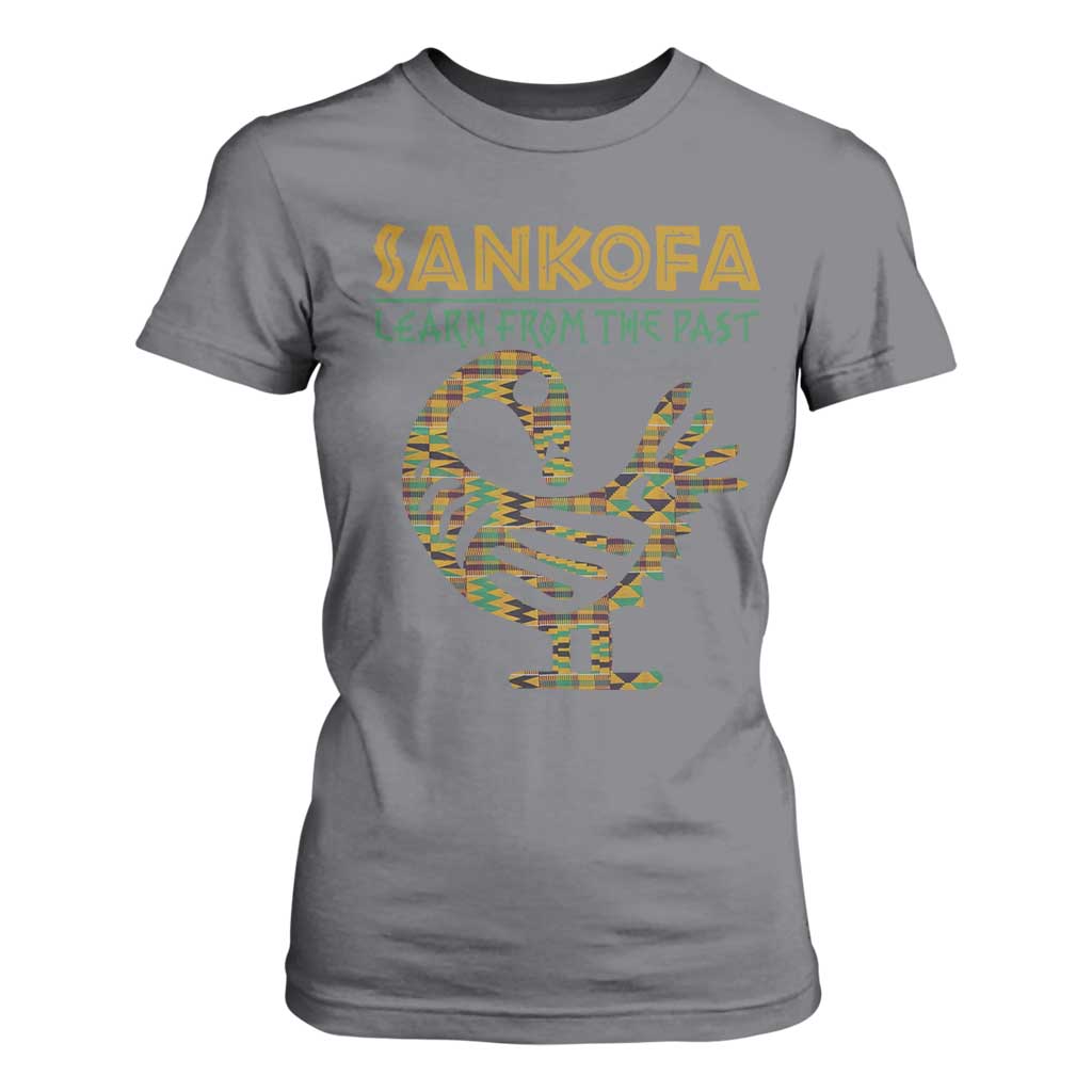 Sankofa Learn From The Past T Shirt For Women African Bird Black History Akan Pattern