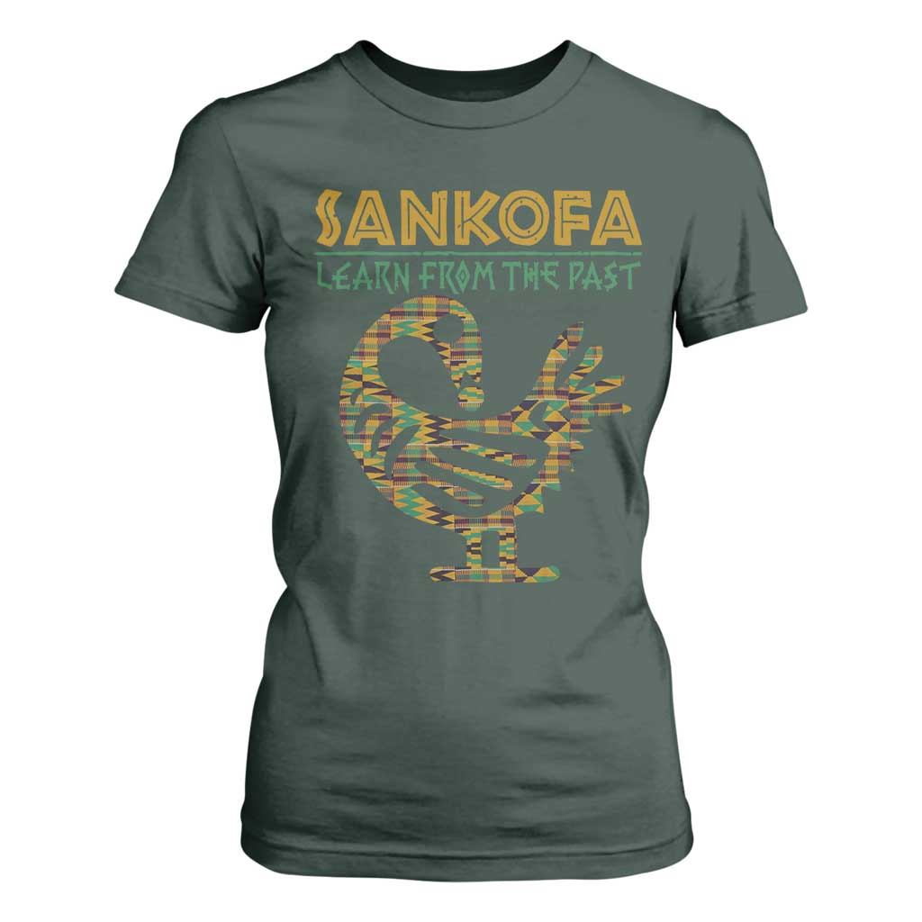 Sankofa Learn From The Past T Shirt For Women African Bird Black History Akan Pattern