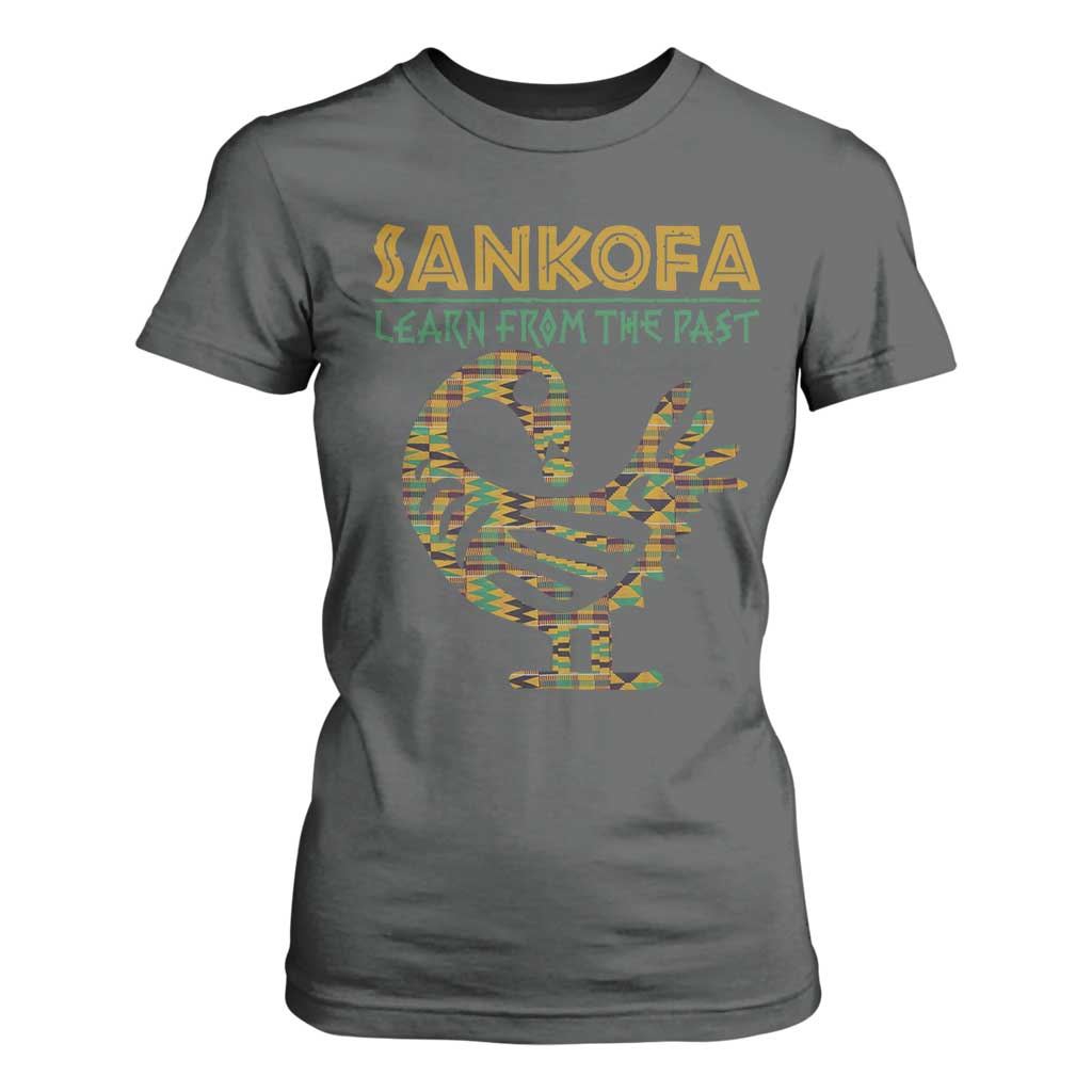 Sankofa Learn From The Past T Shirt For Women African Bird Black History Akan Pattern