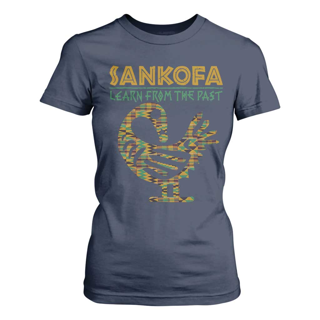 Sankofa Learn From The Past T Shirt For Women African Bird Black History Akan Pattern