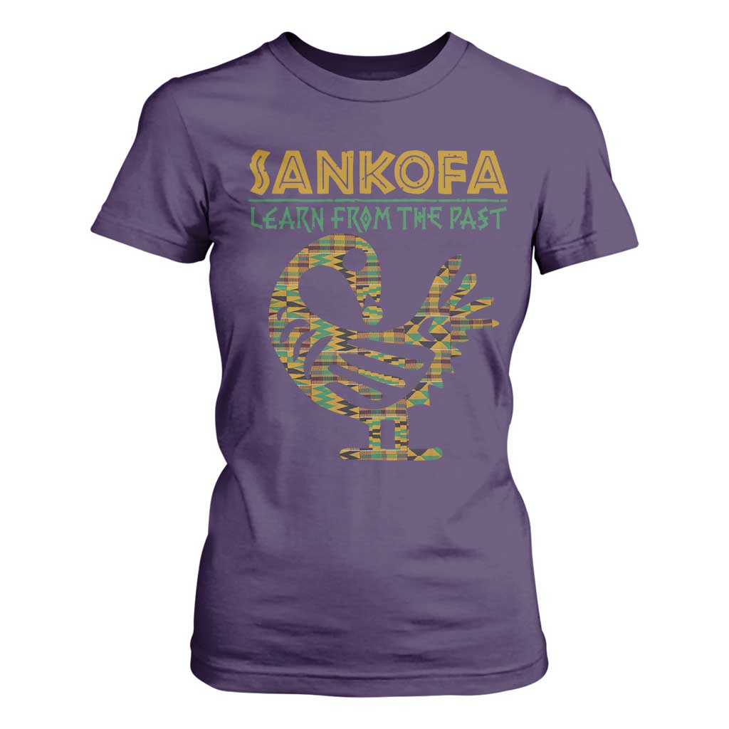 Sankofa Learn From The Past T Shirt For Women African Bird Black History Akan Pattern