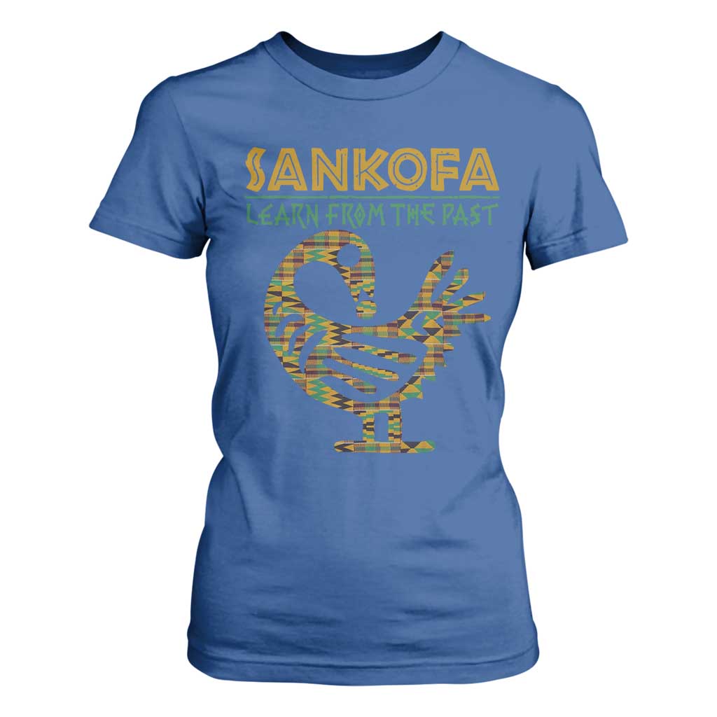 Sankofa Learn From The Past T Shirt For Women African Bird Black History Akan Pattern