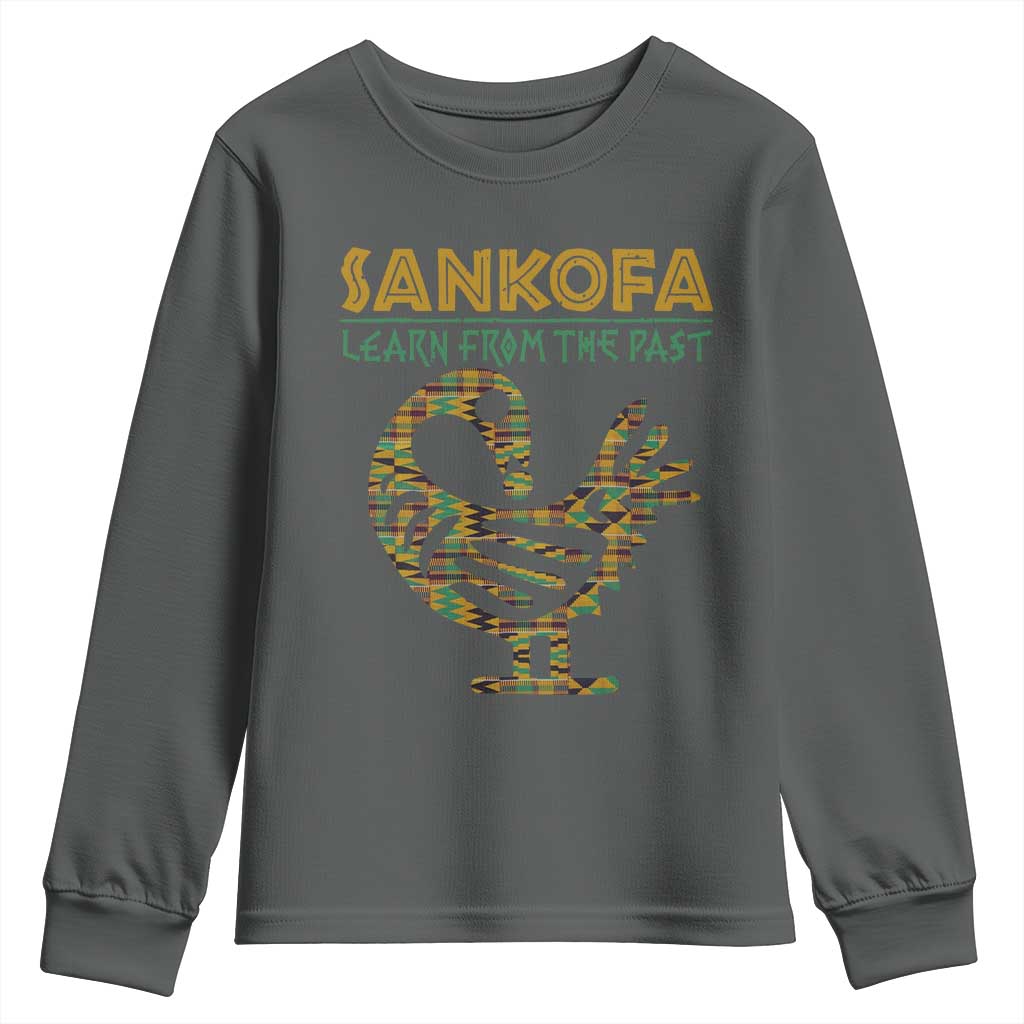 Sankofa Learn From The Past Youth Sweatshirt African Bird Black History Akan Pattern