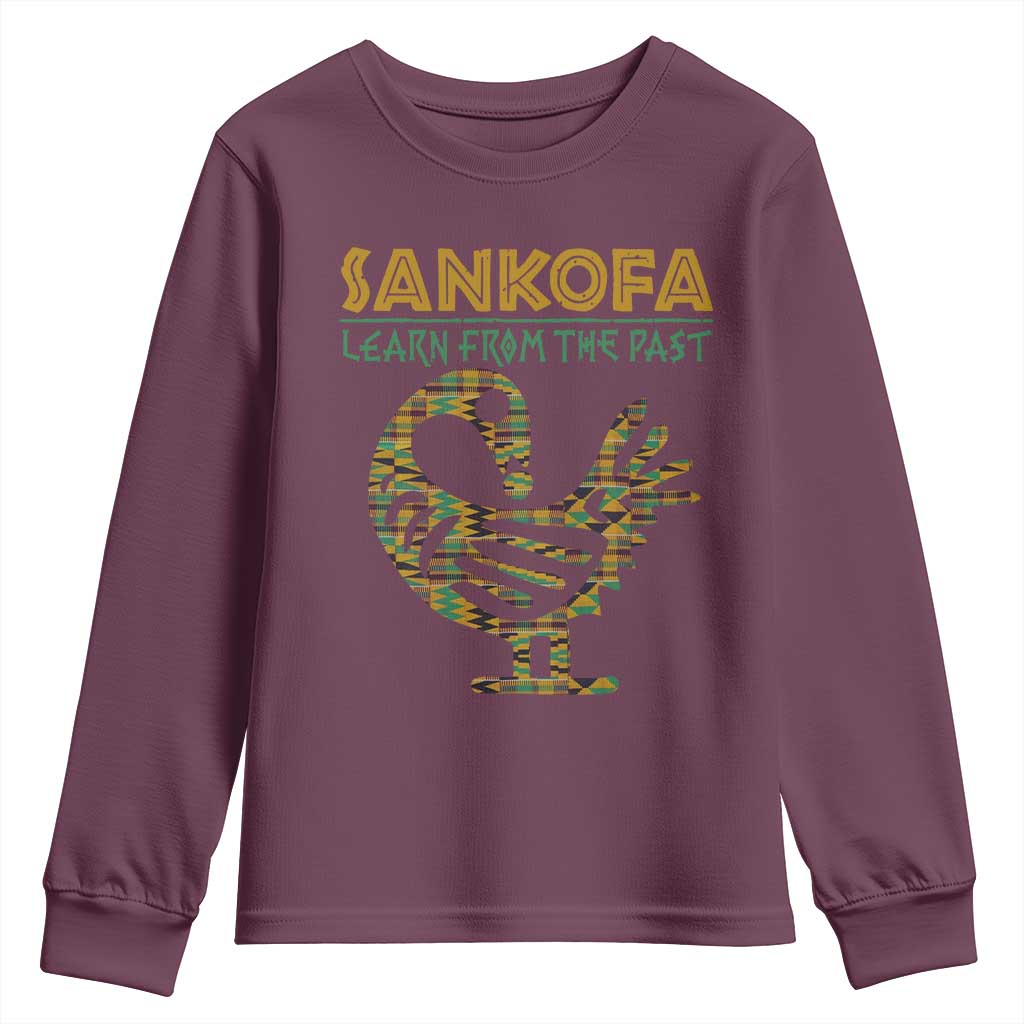 Sankofa Learn From The Past Youth Sweatshirt African Bird Black History Akan Pattern