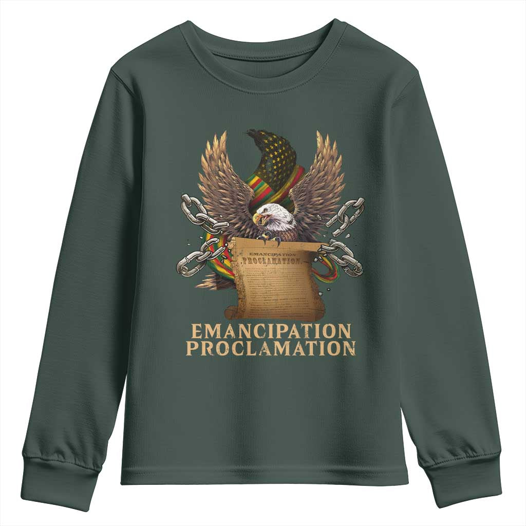 Emancipation Proclamation Youth Sweatshirt Juneteenth End of Slavery Bald Eagle