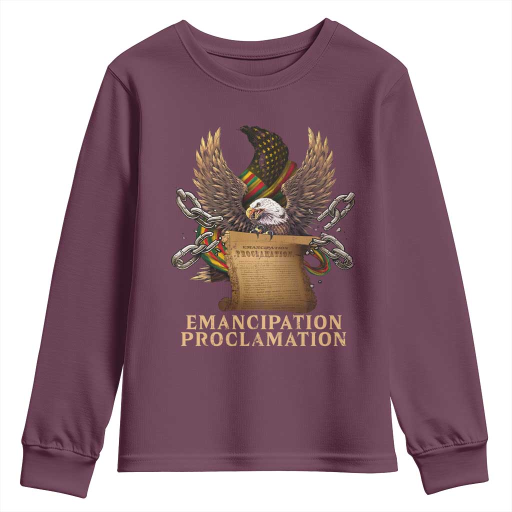 Emancipation Proclamation Youth Sweatshirt Juneteenth End of Slavery Bald Eagle
