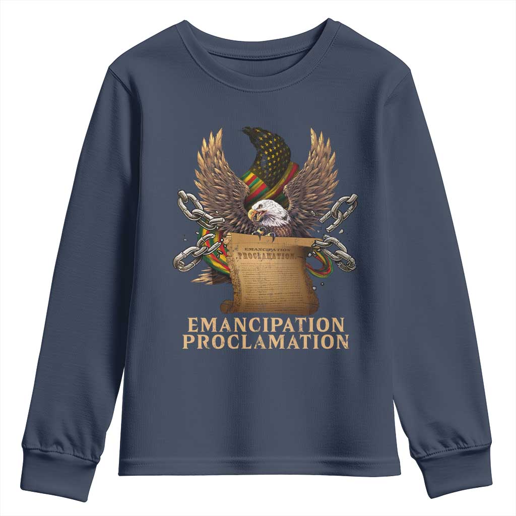 Emancipation Proclamation Youth Sweatshirt Juneteenth End of Slavery Bald Eagle