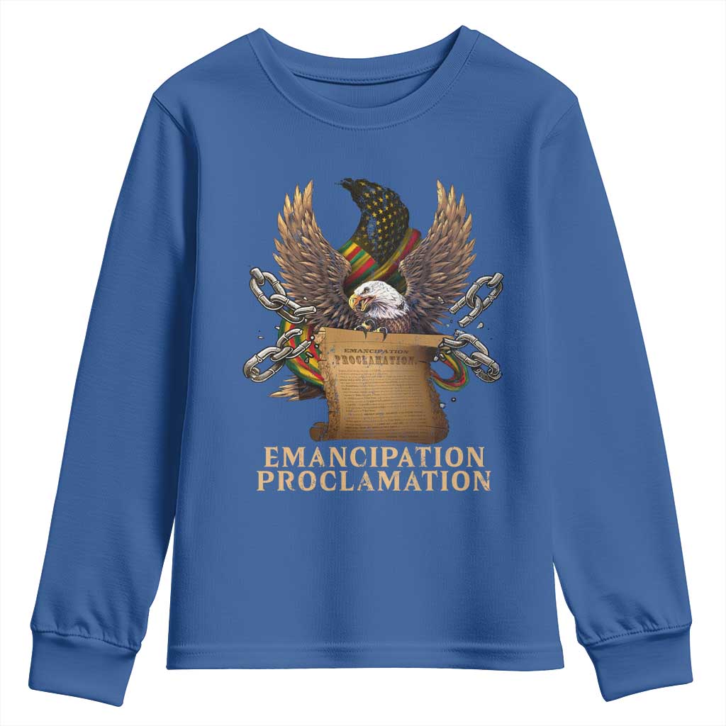 Emancipation Proclamation Youth Sweatshirt Juneteenth End of Slavery Bald Eagle