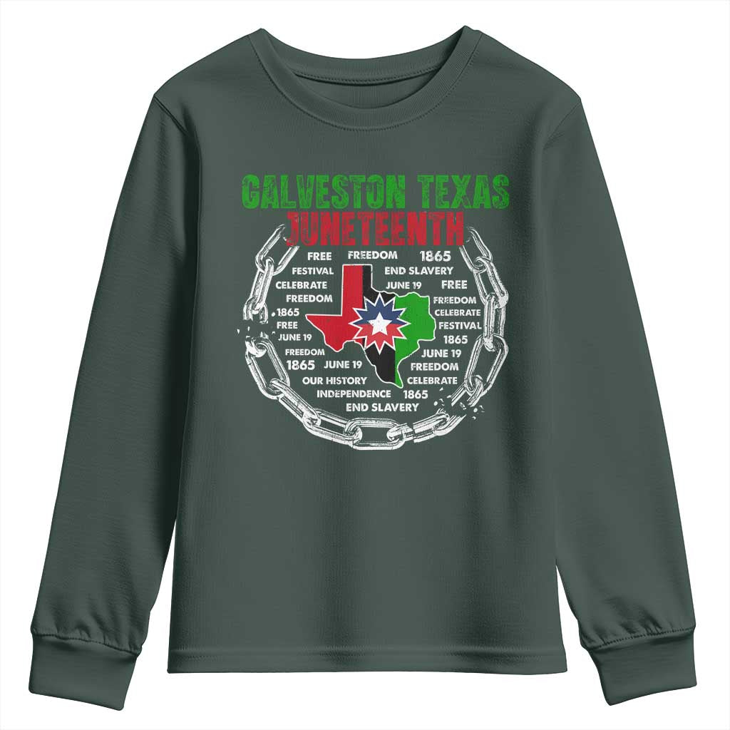 Juneteenth Galveston Texas Youth Sweatshirt Break The Chain Freedom Since 1865