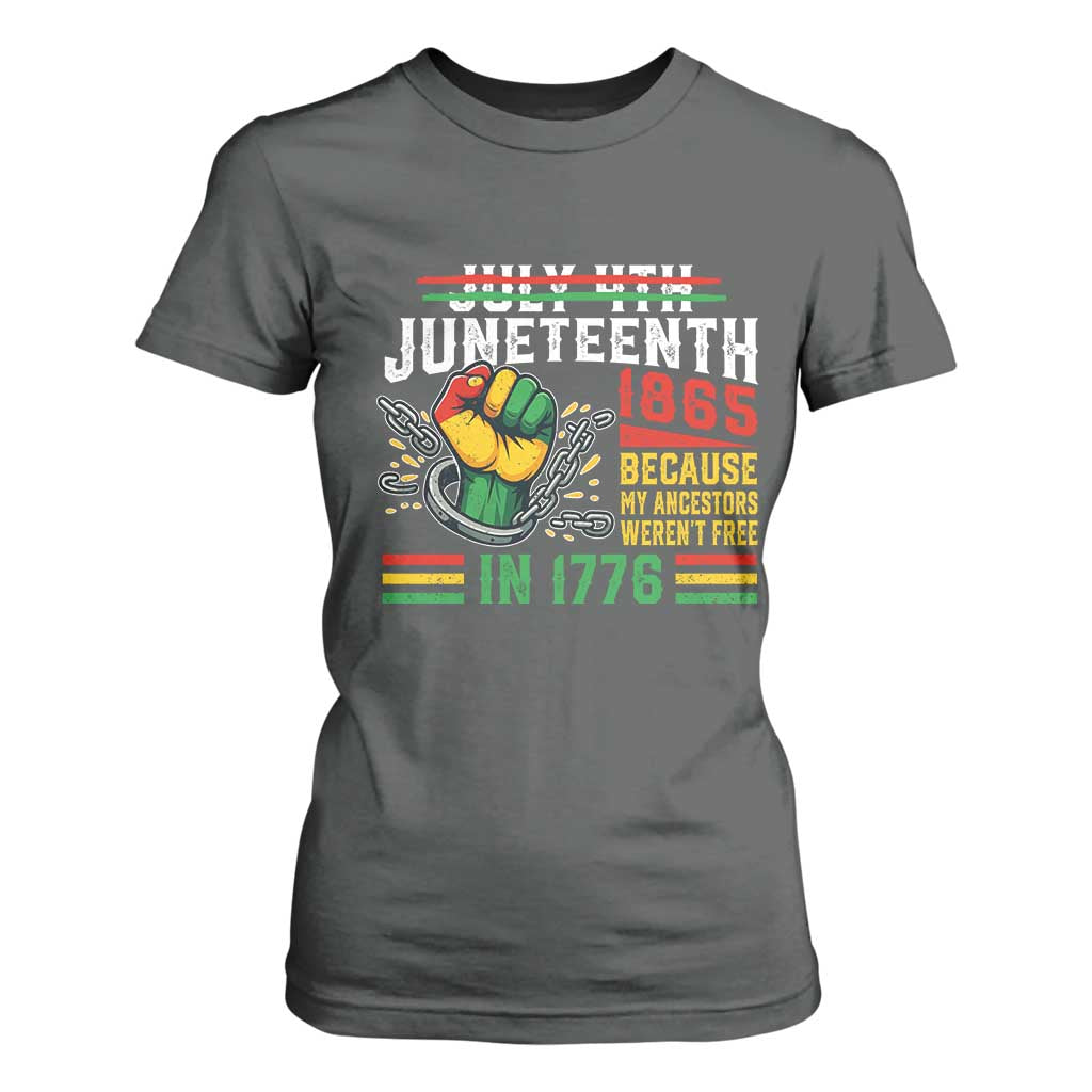 Juneteenth 1865 Because My Ancestors Weren't Free In 1776 T Shirt For Women Break The Chains
