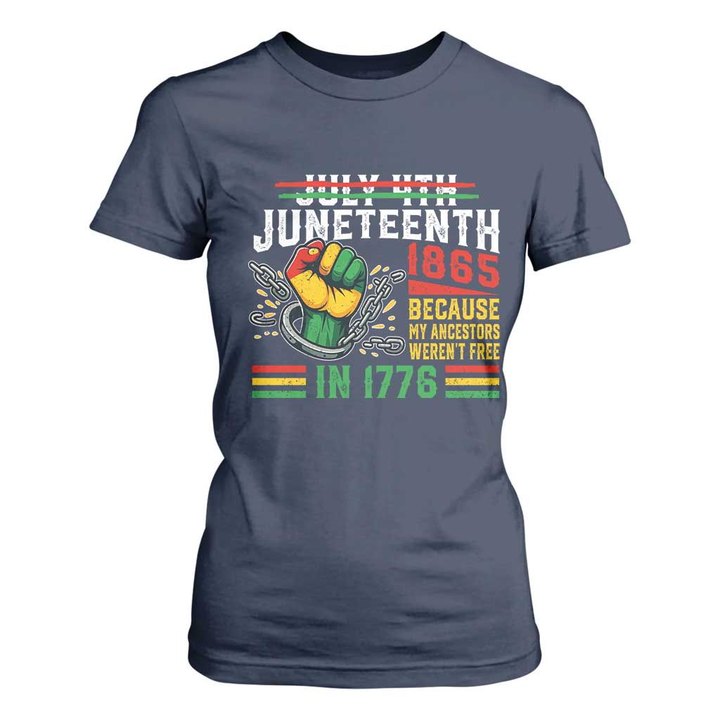 Juneteenth 1865 Because My Ancestors Weren't Free In 1776 T Shirt For Women Break The Chains