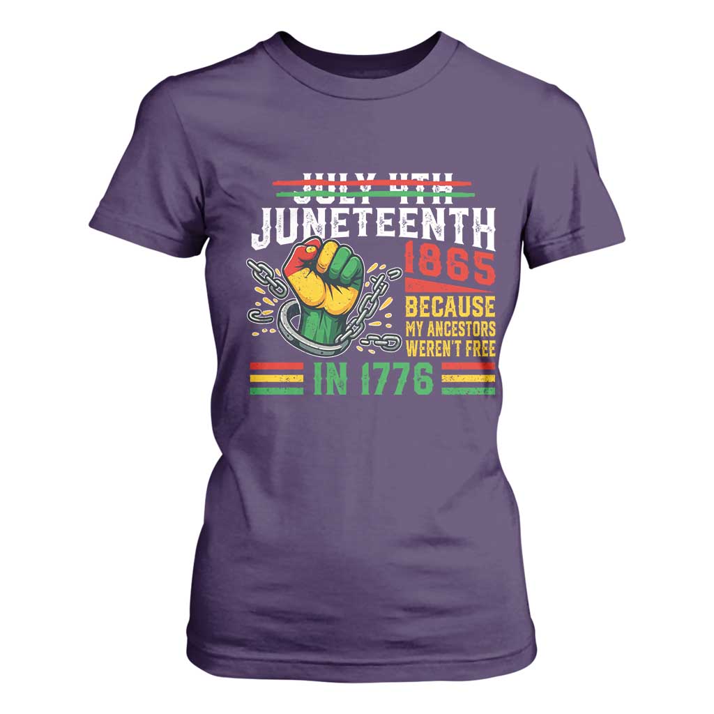 Juneteenth 1865 Because My Ancestors Weren't Free In 1776 T Shirt For Women Break The Chains