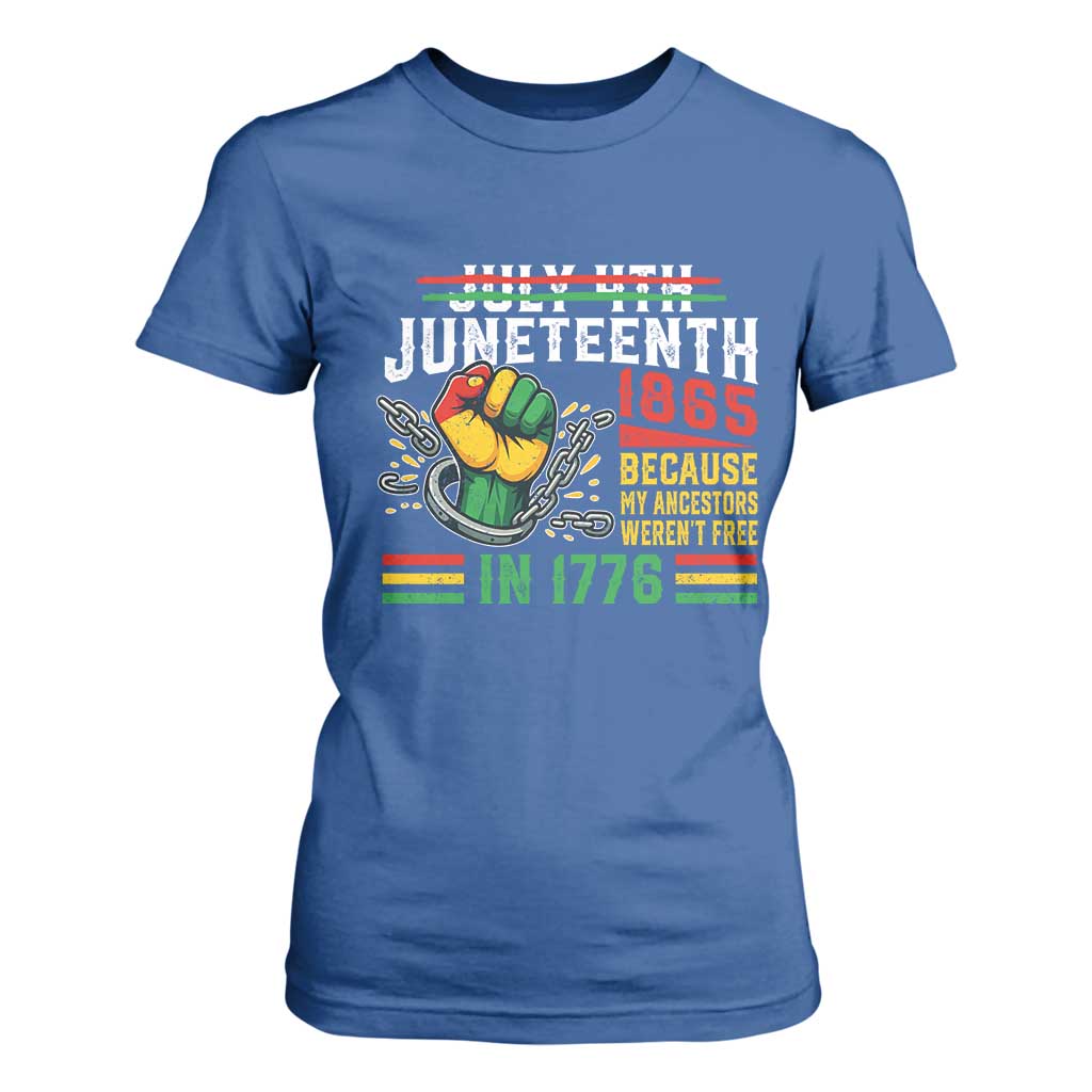 Juneteenth 1865 Because My Ancestors Weren't Free In 1776 T Shirt For Women Break The Chains