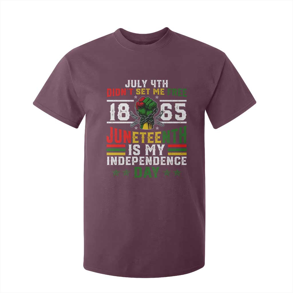 July 4th Didn't Set Me Free 1865 Juneteenth Is My Independence Day T Shirt For Kid