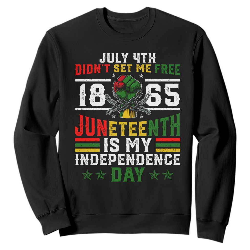 July 4th Didn't Set Me Free 1865 Juneteenth Is My Independence Day Sweatshirt