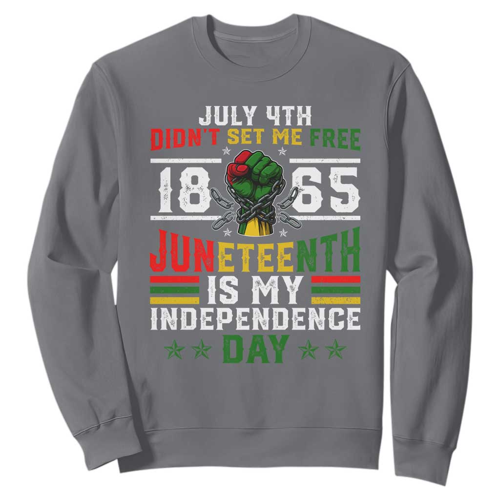 July 4th Didn't Set Me Free 1865 Juneteenth Is My Independence Day Sweatshirt