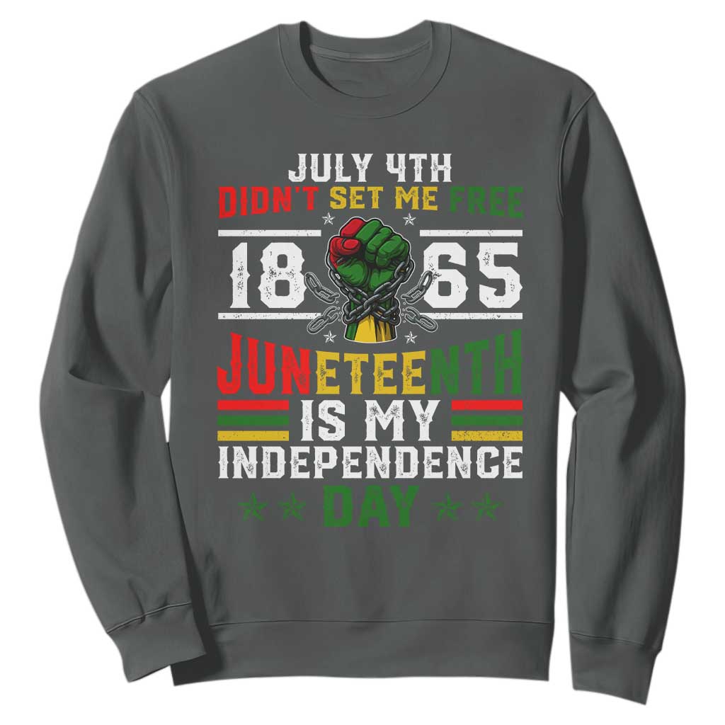 July 4th Didn't Set Me Free 1865 Juneteenth Is My Independence Day Sweatshirt
