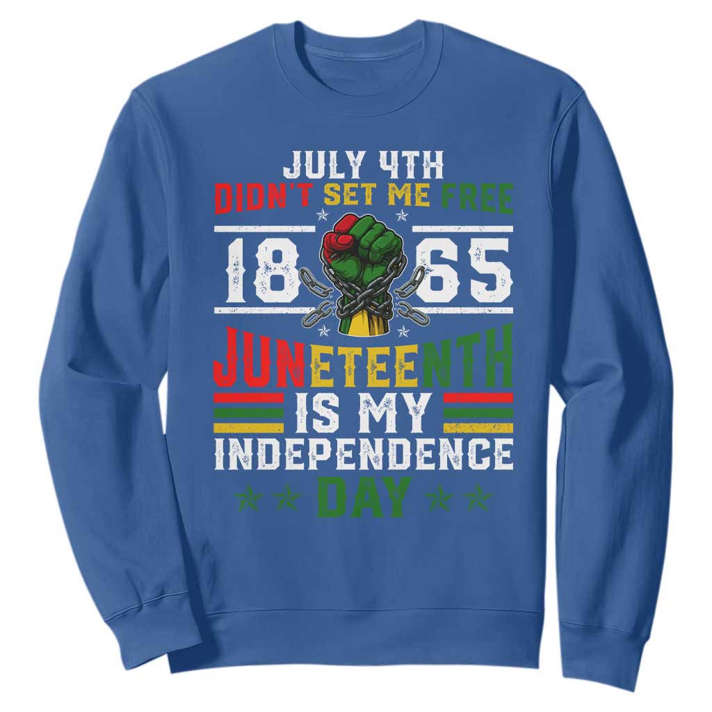 July 4th Didn't Set Me Free 1865 Juneteenth Is My Independence Day Sweatshirt