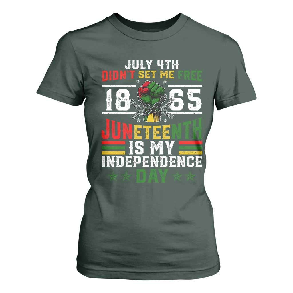 July 4th Didn't Set Me Free 1865 Juneteenth Is My Independence Day T Shirt For Women