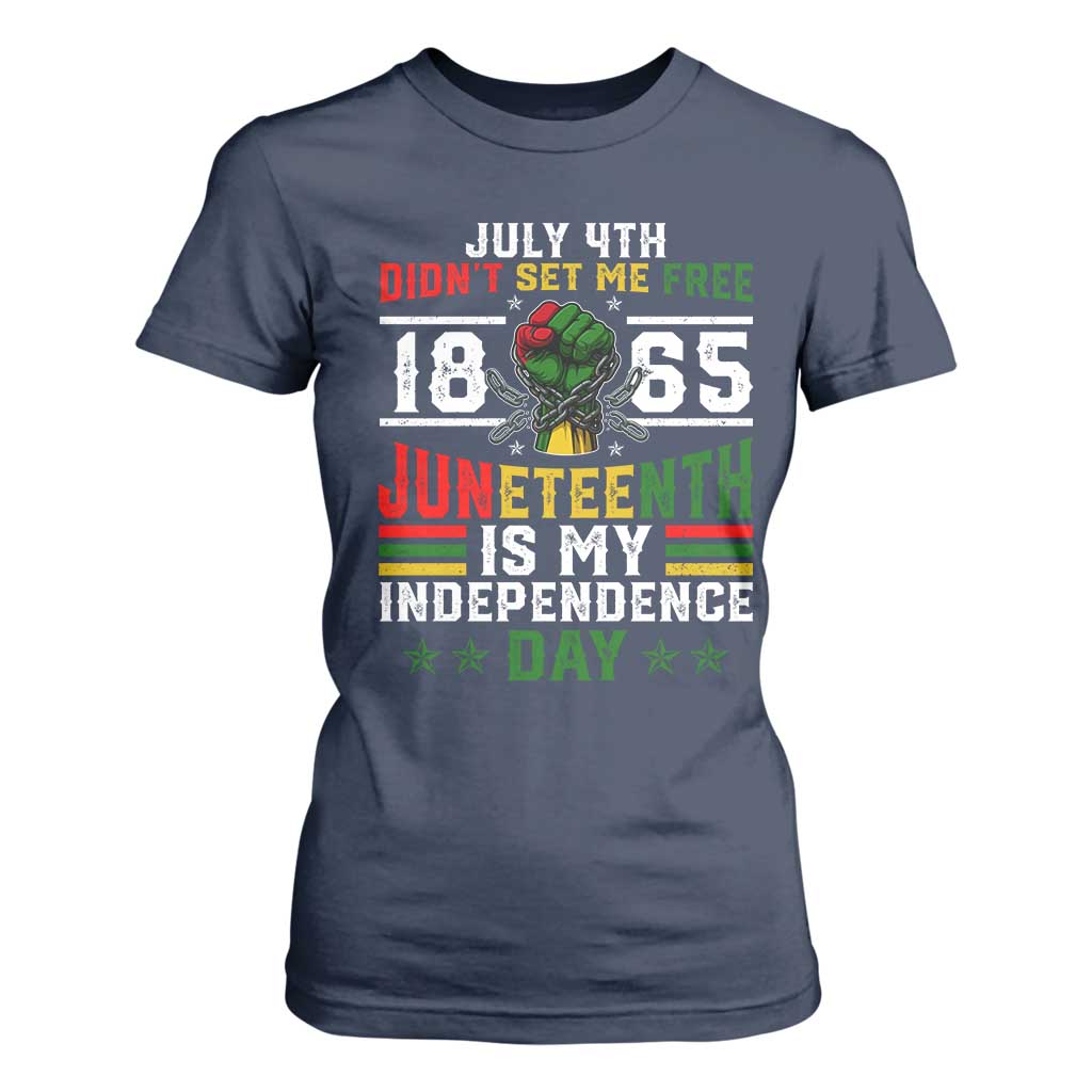 July 4th Didn't Set Me Free 1865 Juneteenth Is My Independence Day T Shirt For Women