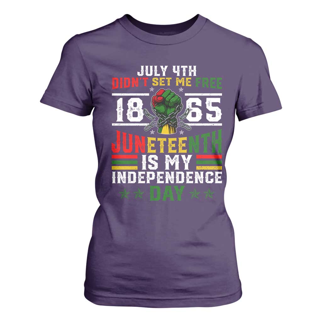 July 4th Didn't Set Me Free 1865 Juneteenth Is My Independence Day T Shirt For Women