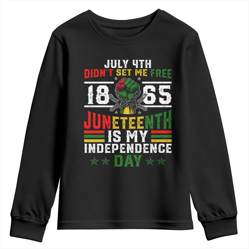 July 4th Didn't Set Me Free 1865 Juneteenth Is My Independence Day Youth Sweatshirt